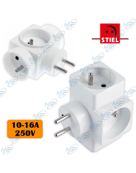 🏠Triple Adaptateur Prise Murale Compacte 16A | Sécurité & Rangement