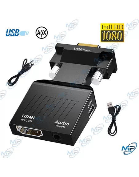 📺Adaptateur VGA vers HDMI avec Audio - Convertisseur Full HD 1080p