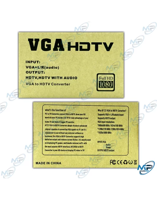 Adaptateur HDMI Vers VGA - LEC - HB042 - Résolution 1080p - Sortie Audio 3,5 Mm - Connecteurs