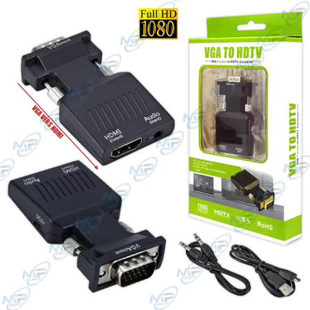 📺Adaptateur VGA vers HDMI Full HD 1080p avec Audio – Convertisseur PC vers TV