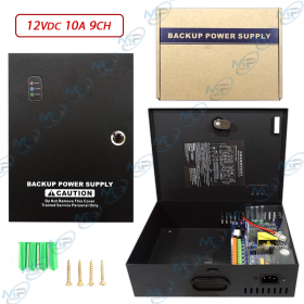 🛡️Alimentation de Secours CCTV 9 Canaux 12V 10A | Surveillance Ininterrompue