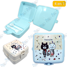🥗Boîte Repas Enfant 4-en-1 "Happy Day" | Lunch Box Compartimentée