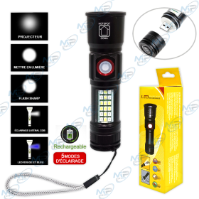 LAMPE DE POCHE LED RECHARGEABLE 5 MODES