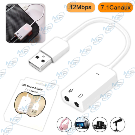 🔊Carte Son Externe USB 7.1 | Adaptateur Audio Stéréo pour PC, PS4