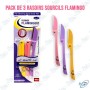 💄Pack de 3 Rasoirs Sourcils Flamingo Feather – Rasoir Visage Femme Précision Japon