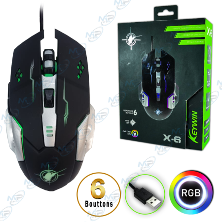 ⚔️Souris Gamer Filaire Keywin X6 – 6 Boutons, 2400 DPI, Câble Tressé