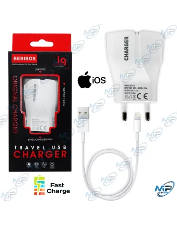 ⚡Chargeur Rapide BEBIBOS 2.1A USB Secteur Kit Complet iOS/iPhone (Câble Lightning Inclus)