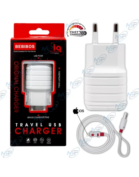 ⚡Chargeur Rapide BEBIBOS Double USB Secteur iPhone/iPad (Câble Inclus)