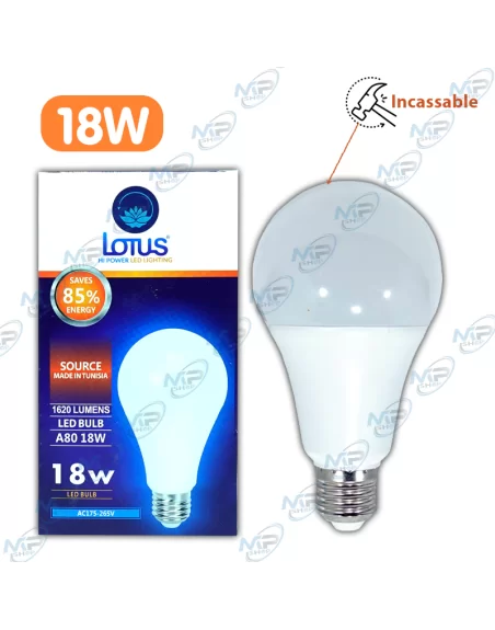 ⚡ Ampoule LED 18W E27 Lotus – 1620 Lumens, Incassable & Économie 85%