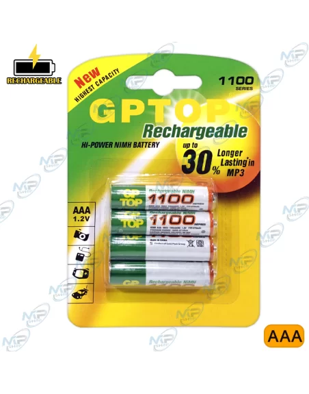 ♻️ Piles Rechargeables AAA GPTOP 1100mAh : NiMH Haute Capacité, Longue Durée, Écologiques