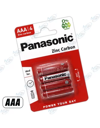 🔋Piles AAA Panasonic Zinc Carbone 1.5V (Lot de 4) - Produits Basse Consommation