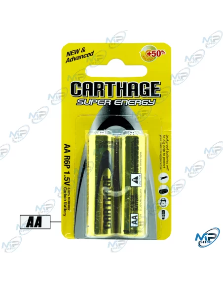 🔋Piles AA Carthage Super Energy 1.5V (Lot de 2) - Longue Durée