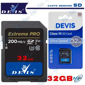 Carte Mémoire DEVIS Extreme PRO 32GB ✨Carte SD DEVIS Extreme PRO 32GB Class 10 U3 V30 - 200MB/s pour 4K & Rafale