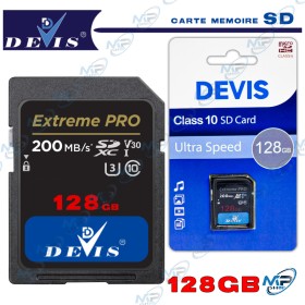 Carte Mémoire DEVIS Extreme PRO 128GB 📸Carte SD DEVIS Extreme PRO 128GB U3 V30 - 200MB/s - La Puissance pour 4K & RAW