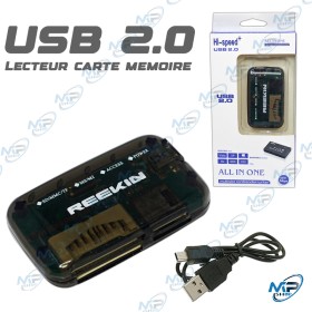 Lecteur de Carte Mémoire Multi-Slot "All In One" Reekin USB 2.0 💻Lecteur Carte Mémoire USB 2.0 Reekin Hi-Speed – Multi-Slot "All In One"