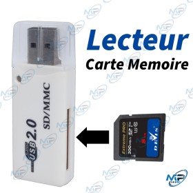 Mini Lecteur de Carte Mémoire SD/MMC USB 2.0 💾Mini Lecteur Carte SD/MMC USB 2.0 Hi-Speed – Clé USB Adaptateur Blanc