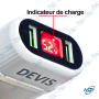 Kit Chargeur Double USB 2.4A (12W) DEVIS | Câble Lightning 1M Inclus | MJ-A12