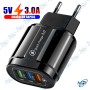 ⚡ MUJU Chargeur Secteur 3 Ports USB (QC 3.0) 18W – Kit Câble Micro USB