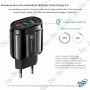 ⚡ MUJU Chargeur Secteur 3 Ports USB (QC 3.0) 18W – Kit Câble Micro USB
