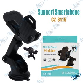 🤳Support Téléphone Voiture 2-en-1 CZ-3115 : Fixation Ventouse & Grille d'Aération