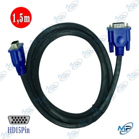 CABLE VGA BLINDE MALE MALE 1,5M