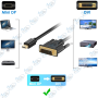 🖥️Câble Mini DisplayPort vers DVI (2M) - Connexion Mac/PC à Écran/Projecteur