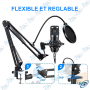 micro de jeu à condensateur pour PC avec mixeur audio professionnel