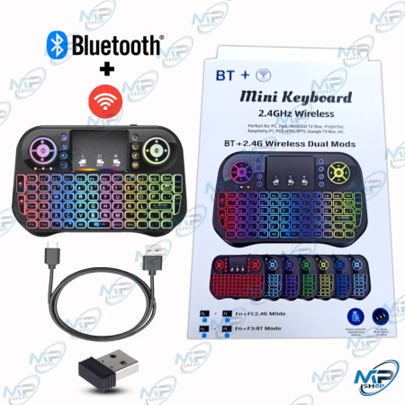 🎮Mini Clavier Sans Fil Dual Mode Touchpad RGB | TV Box & Smart TV