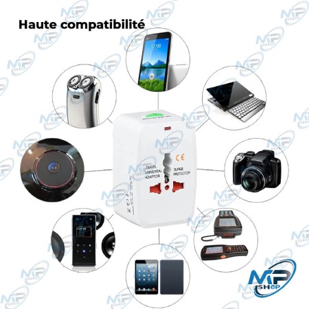 🛡️Adaptateur de Voyage Universel Global avec Protection Anti-Surtension