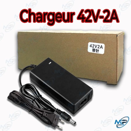 🔋Chargeur 42V 2A Lithium Ion pour Trottinette/Vélo Électrique – Rapide et Sûr