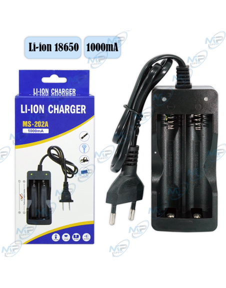 ⚡ Chargeur Li-ion 18650 MS-202A | 2 Slots | 1000mA | Sécurité Optimale