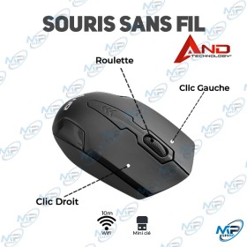 ⚫️ Souris Sans Fil AND 1318 : Ergonomie Avancée, Grip Latéral et 2.4 GHz