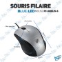 Souris filaire Blue LED PC-SMBL1S-S - 1000 DPI, éclairage LED bleu