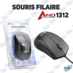 🖱️Souris Filaire Optique AND 1312 USB | 1200 DPI | Confort Durable