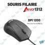 🖱️Souris Filaire Optique AND 1312 USB | 1200 DPI | Confort Durable
