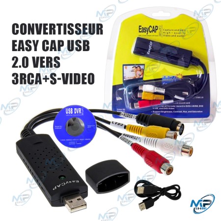 🎞️EasyCAP USB 2.0 Convertisseur Vidéo Analogique VHS vers PC (3 RCA + S-Vidéo)