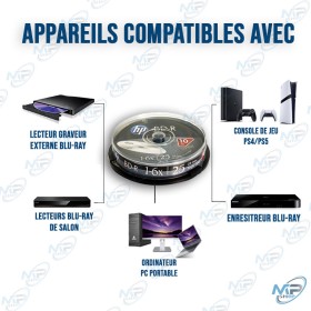 📀 Pack de 10 DVD HP BD-R Blu-ray 25 Go – Vitesse 1-6x
