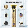 ✂️ Tondeuse de Précision KEZU Professionnelle – Design Vintage Doré, Écran LED, Lames T-Zéro, Recharge USB