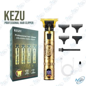 ✂️ Tondeuse de Précision KEZU Professionnelle – Design Vintage Doré, Écran LED, Lames T-Zéro, Recharge USB