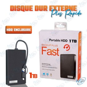 💾 Disque Dur Externe 1To Backup Plus Fast – USB 3.0 et Type-C – Compatible PC, Mac et Smartphone