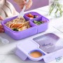 🍱 Lunch box compartimentée 3 en 1 – Boîte à repas 1450ml avec couvercle hermétique – Violet – Idéale pour le bureau, l’école ou