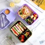 🍱 Lunch box compartimentée 3 en 1 – Boîte à repas 1450ml avec couvercle hermétique – Violet – Idéale pour le bureau, l’école ou