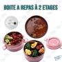 🧊Boîte à Repas 2 Étages Isotherme – Inox & Plastique Hermétique – Avec Poignée & Soupape de Sécurité