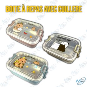 🍱Boîte à Repas Enfant avec Cuillère Intégrée – Design Mignon & Étanche – 228.6 cm² – Acier Inox & Plastique – "Have a Nice Day"