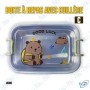 🍱Boîte à Repas Enfant avec Cuillère Intégrée – Design Mignon & Étanche – 228.6 cm² – Acier Inox & Plastique – "Have a Nice Day"