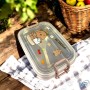 🍱Boîte à Repas Enfant avec Cuillère Intégrée – Design Mignon & Étanche – 228.6 cm² – Acier Inox & Plastique – "Have a Nice Day"