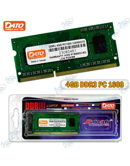 💾 Mémoire RAM Dato DDR3 4GB 1600MHz SO-DIMM Low Voltage pour PC Portable