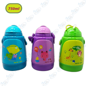 🧃 Bouteille Thermos Enfant 750 ml avec Paille – Gourde Isotherme Cartoon Portable