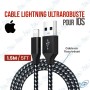 🎧 Câble Lightning MUJU - 1,5m - Certifié MFi et Ultra Robuste