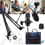 🎤Kit Micro Condensateur Pro avec Carte Son V8 Plus – Streaming, Podcast & Studio